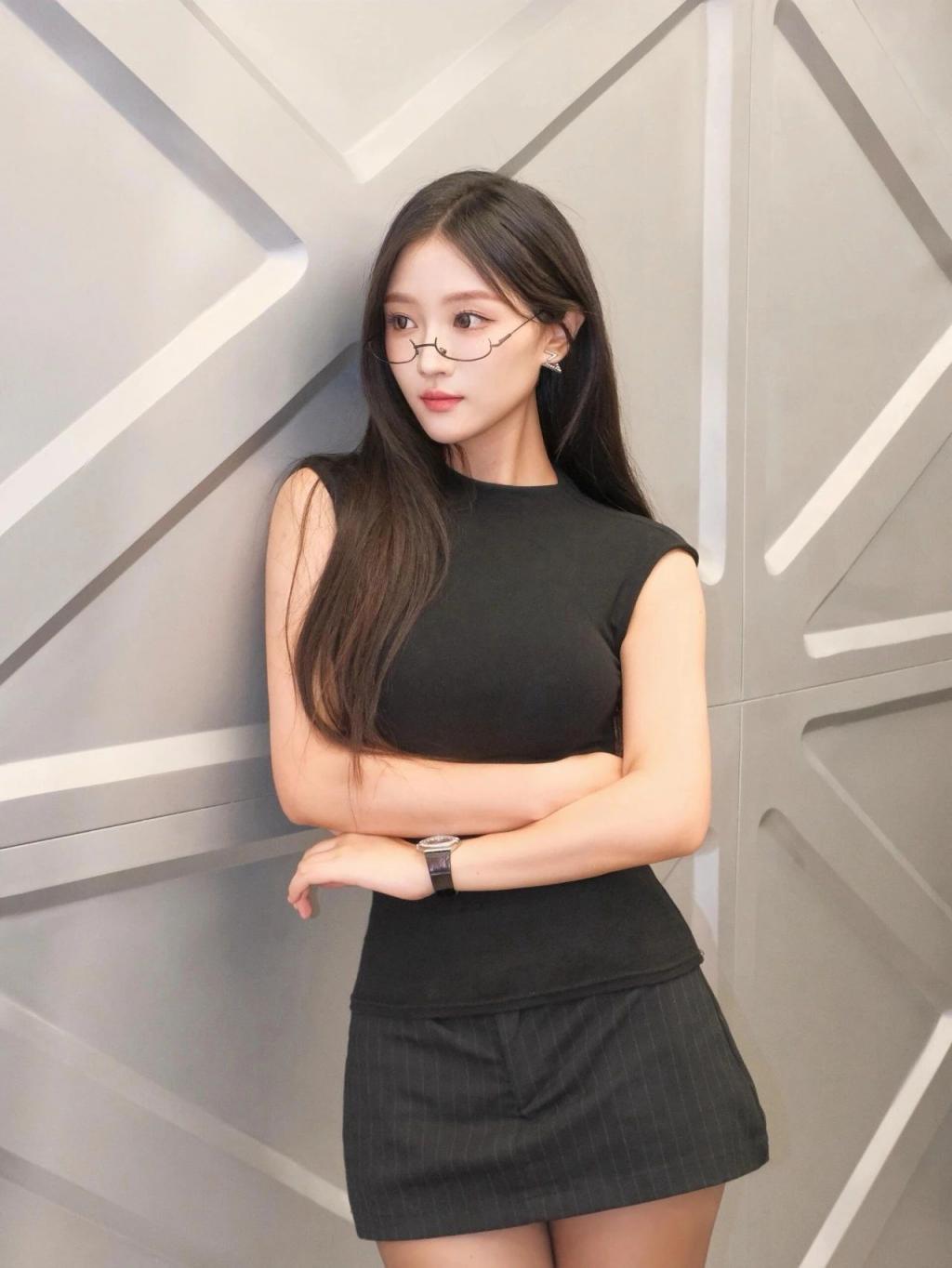 粉色吊带裙，高跟大长腿