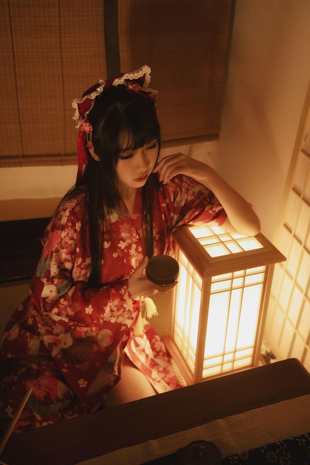 不呆猫 - 绳子和服，红叶碎花油光水滑