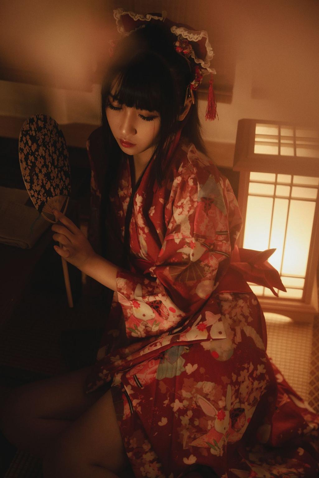 不呆猫 - 绳子和服，红叶碎花油光水滑