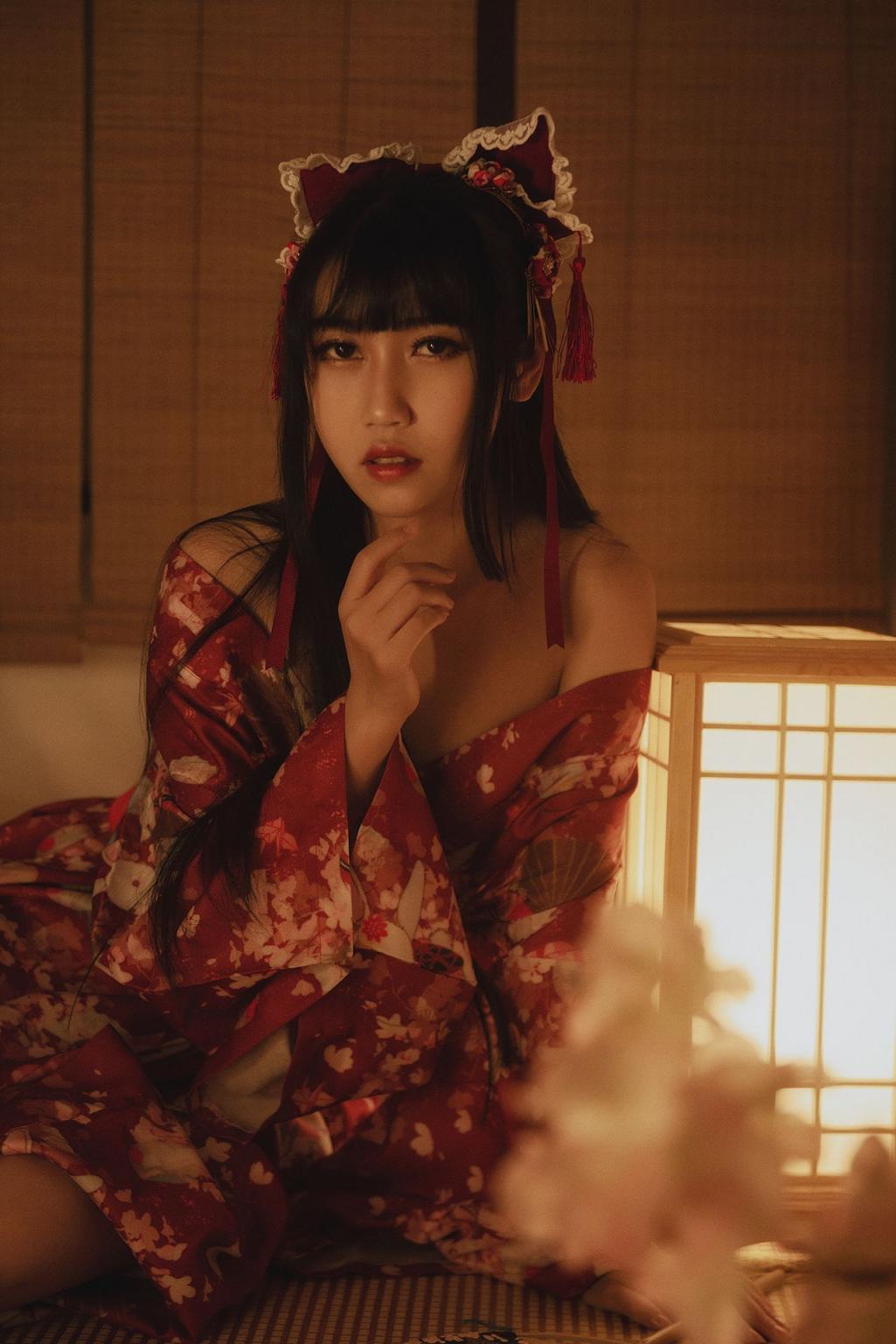 不呆猫 - 绳子和服，红叶碎花油光水滑