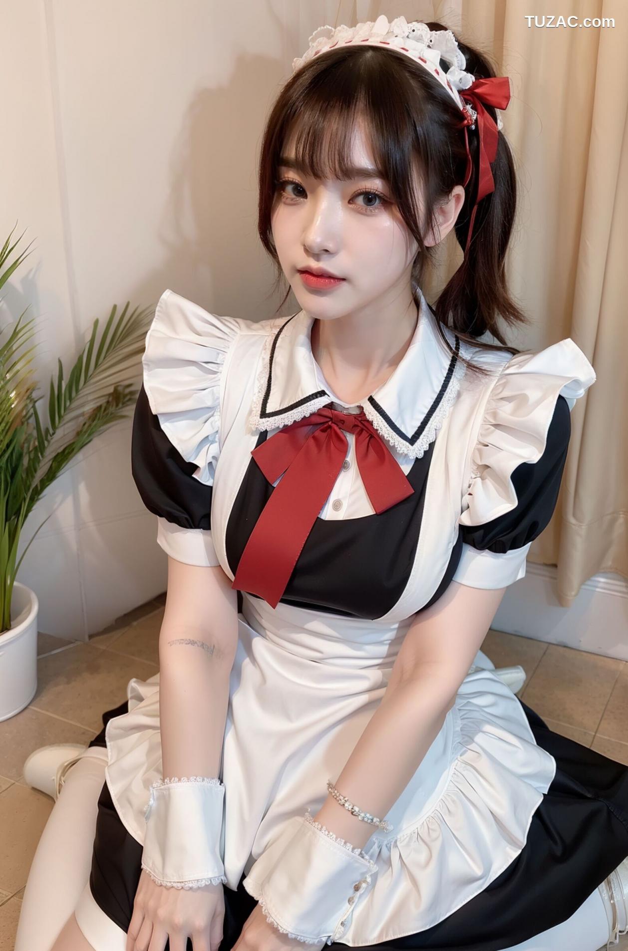 AI美女-拟实-清纯黑白女仆