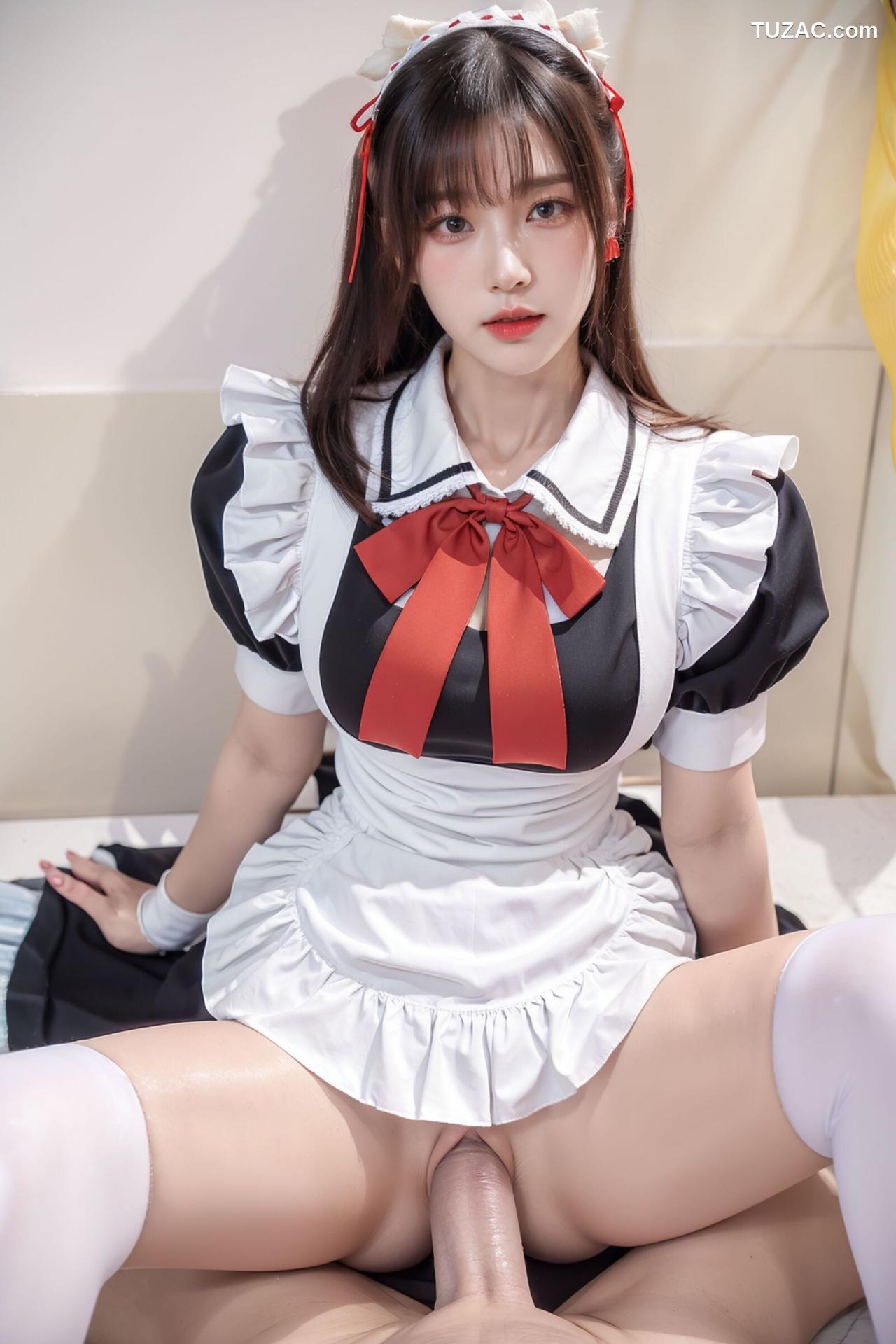 AI美女-拟实-清纯黑白女仆