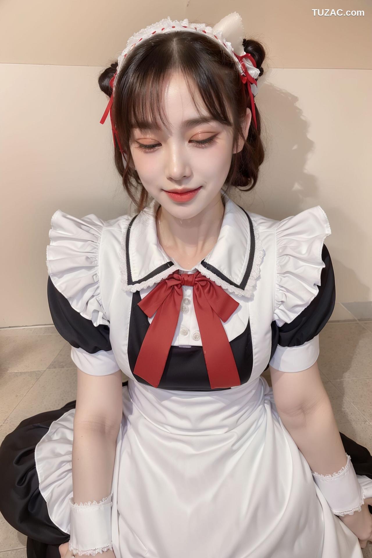 AI美女-拟实-清纯黑白女仆